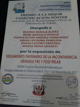 Premio a la Mejor Comunicación Póster, ENFURO 17